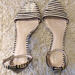VTG Coach Marci Striped Heels, Leather, 8B, Black & Ivory, Professional, Chic